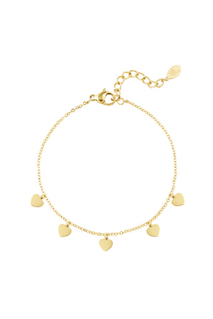 Bracelet simple avec pendentifs en forme de coeur - doré h5 