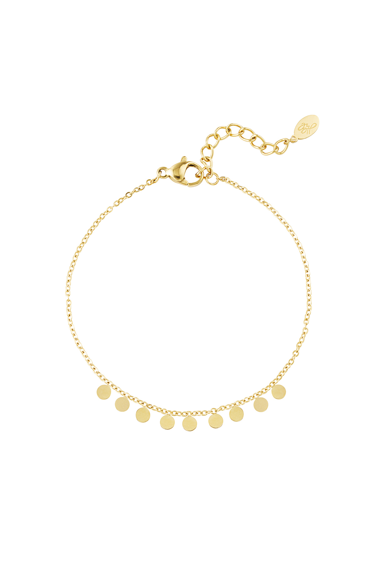 Simple bracelet with round pendants - gold