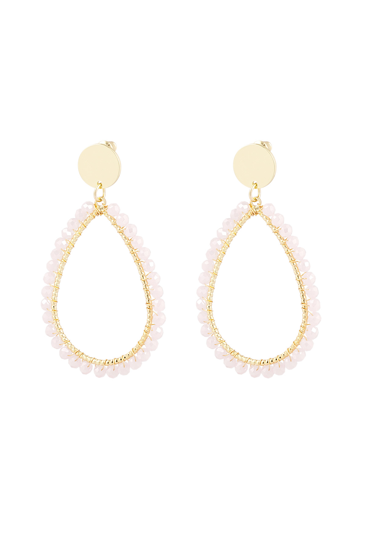 Oval earrings pastel - pale pink h5 