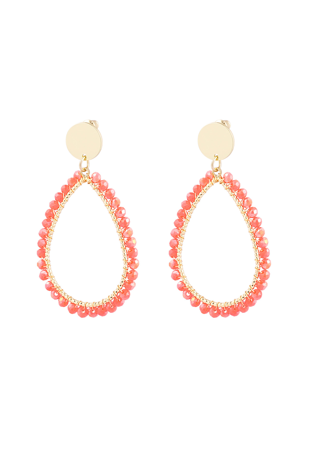 Oval earrings pastel - red