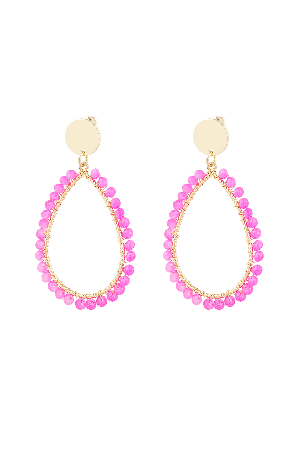 Oval earrings pastel - fuchsia