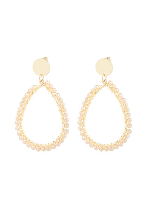 Oval earrings pastel - beige gold h5 