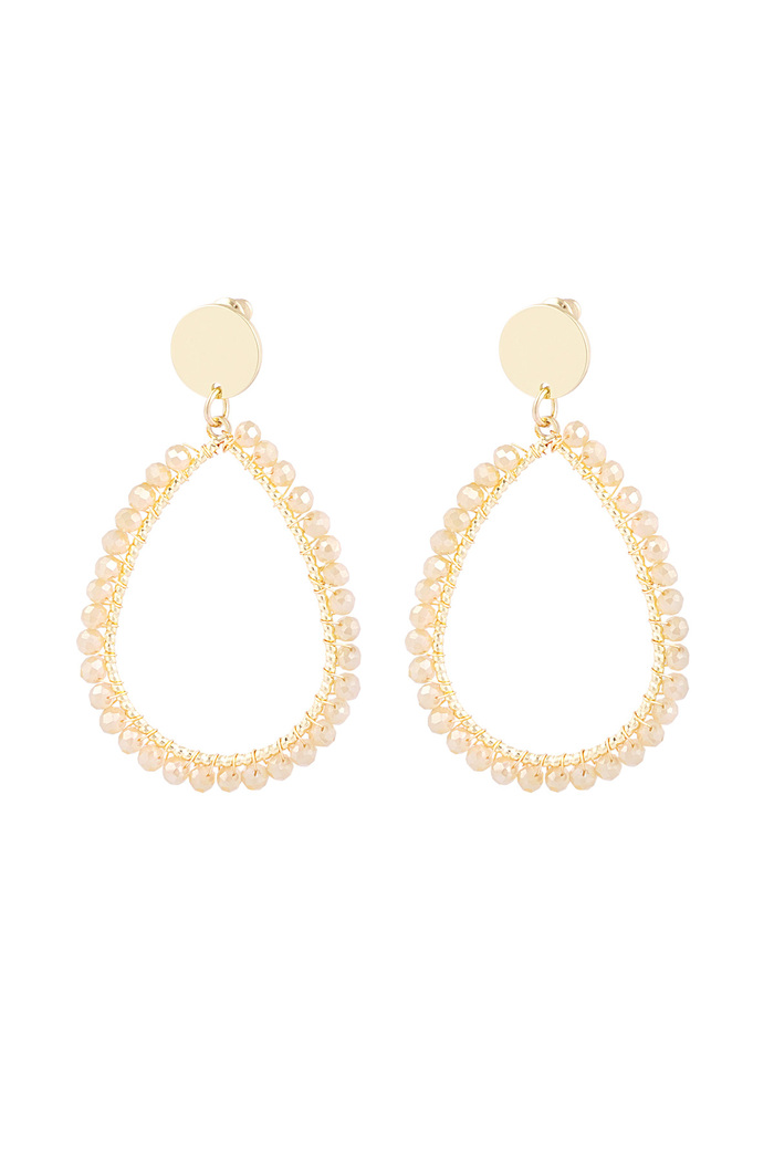 Oval earrings pastel - beige gold 