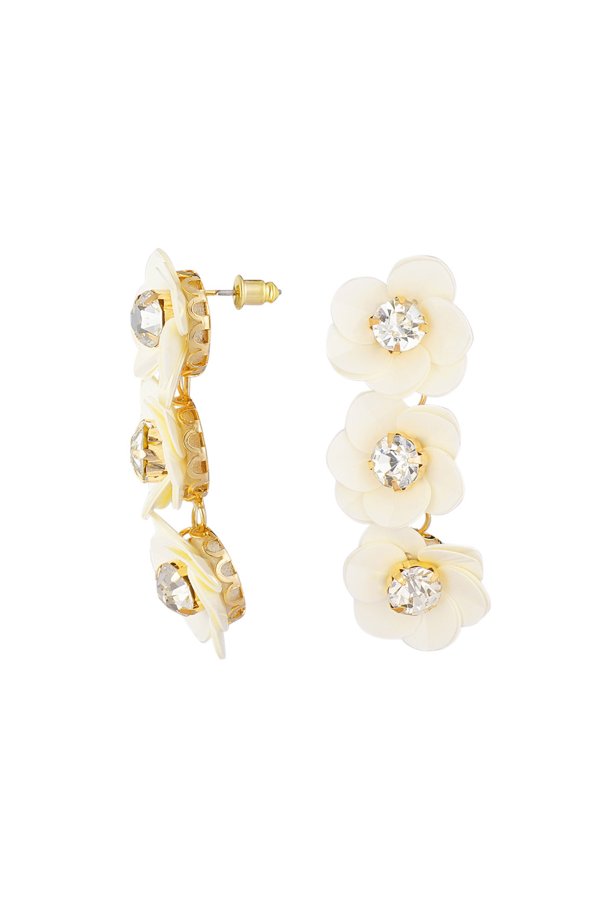 Summery floral trio earrings - white