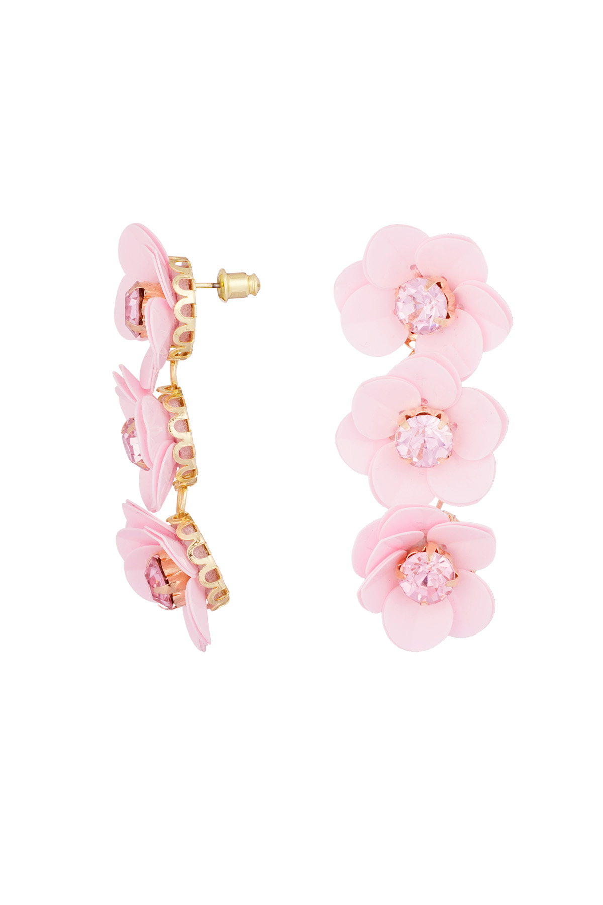 Boucles d'oreilles trio florales estivales - rose clair