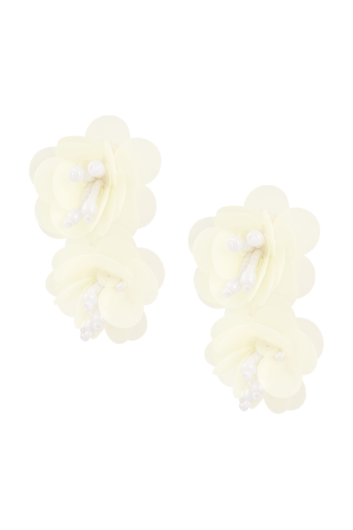 Boucles d'oreilles esprit rose - écru h5 