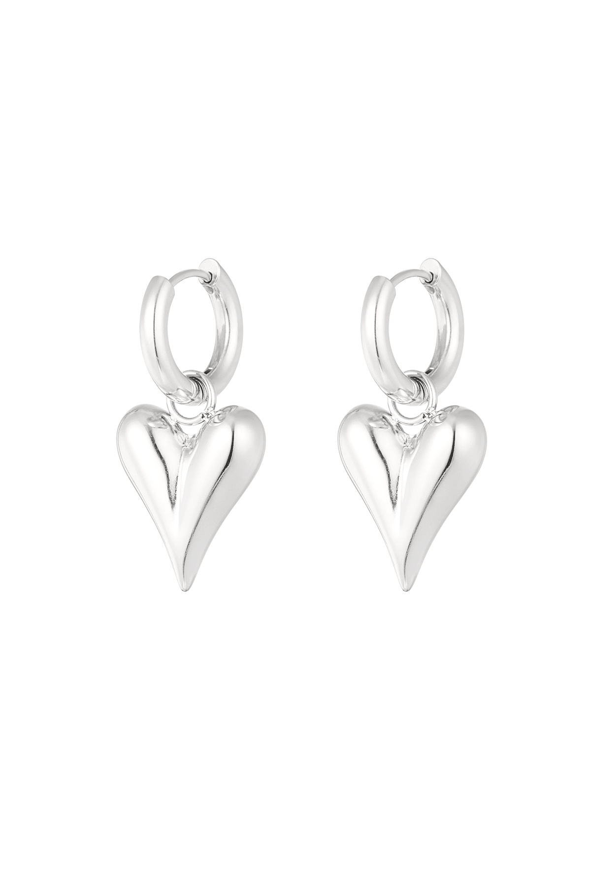 Earrings with heart pendants medium - silver