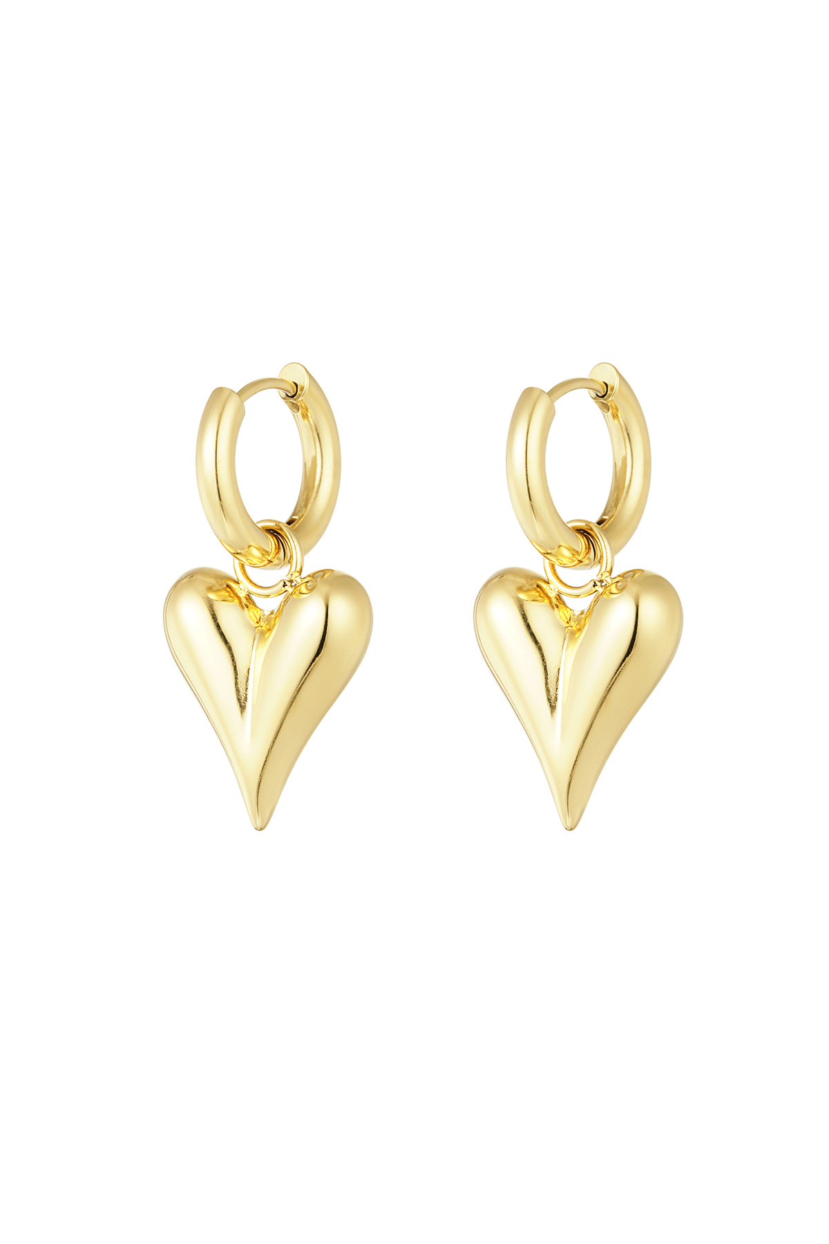 Earrings with heart pendants medium - gold