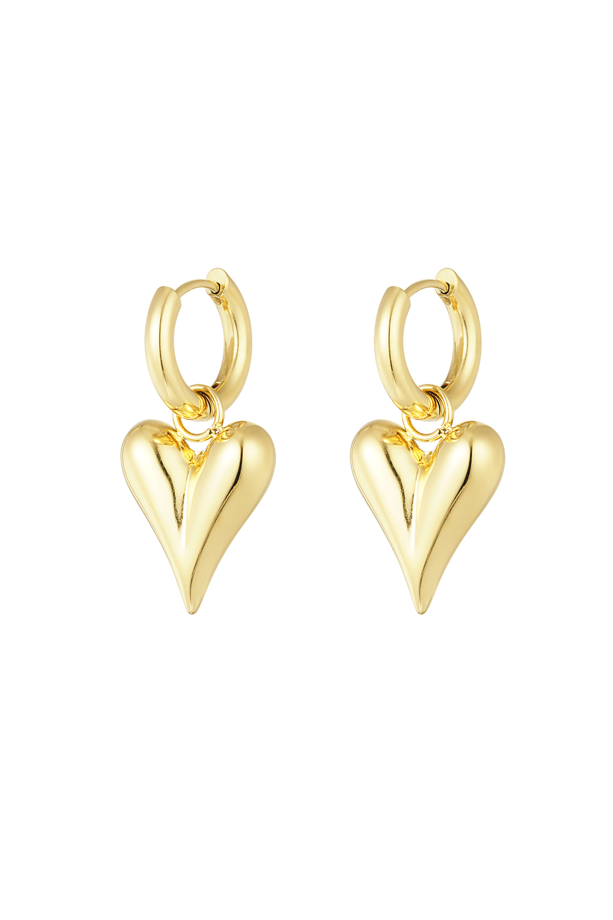 Earrings with heart pendants medium - Gold color 2