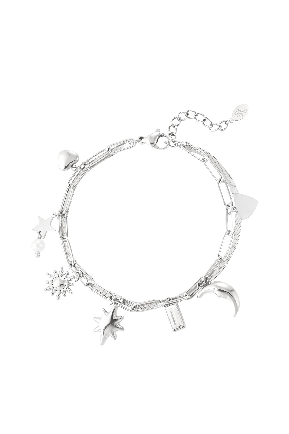 Day and night charm bracelet - silver