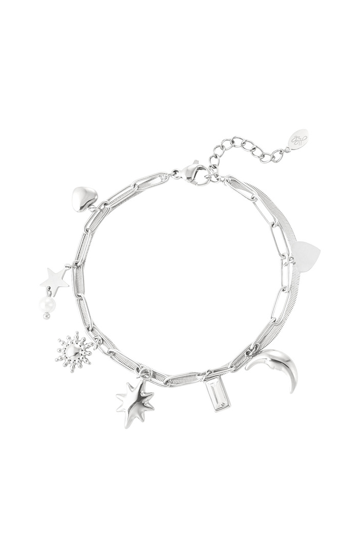 Day and night charm bracelet - silver 