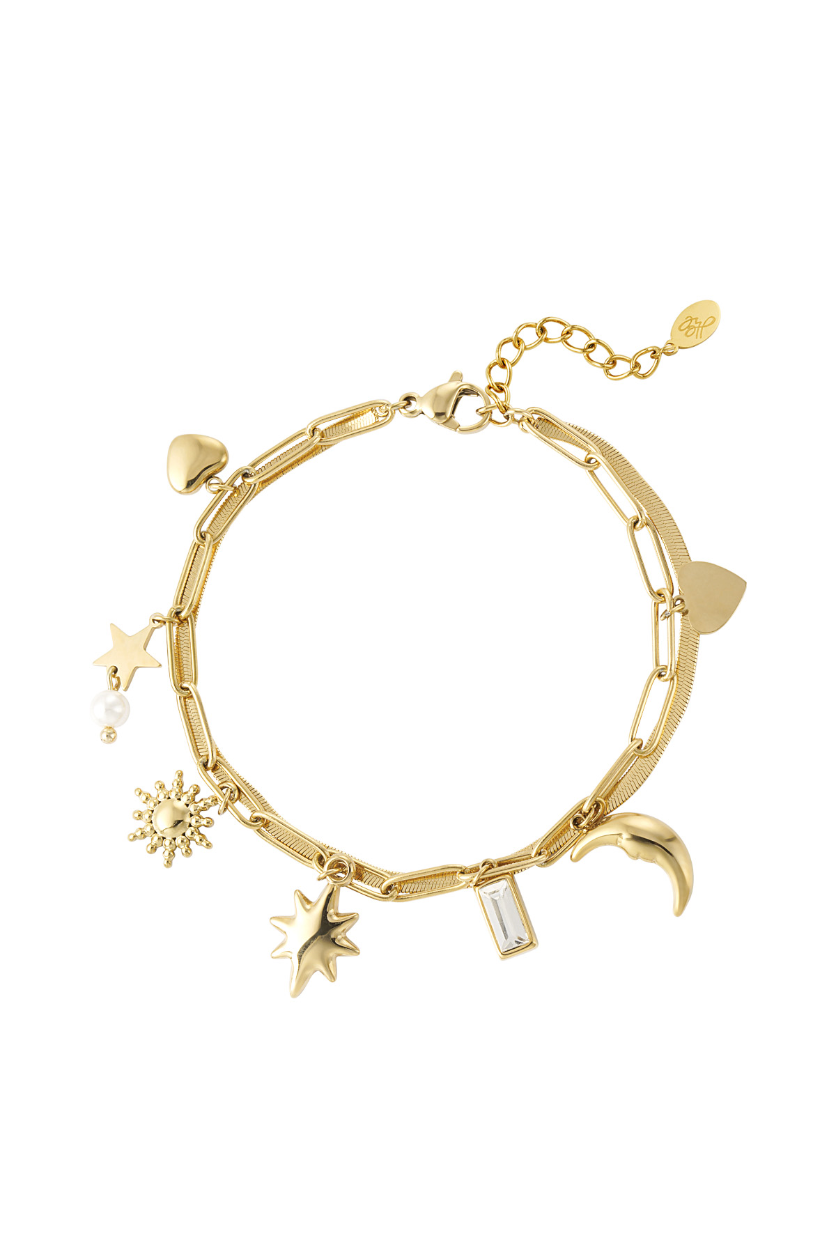 Day and night charm bracelet - gold