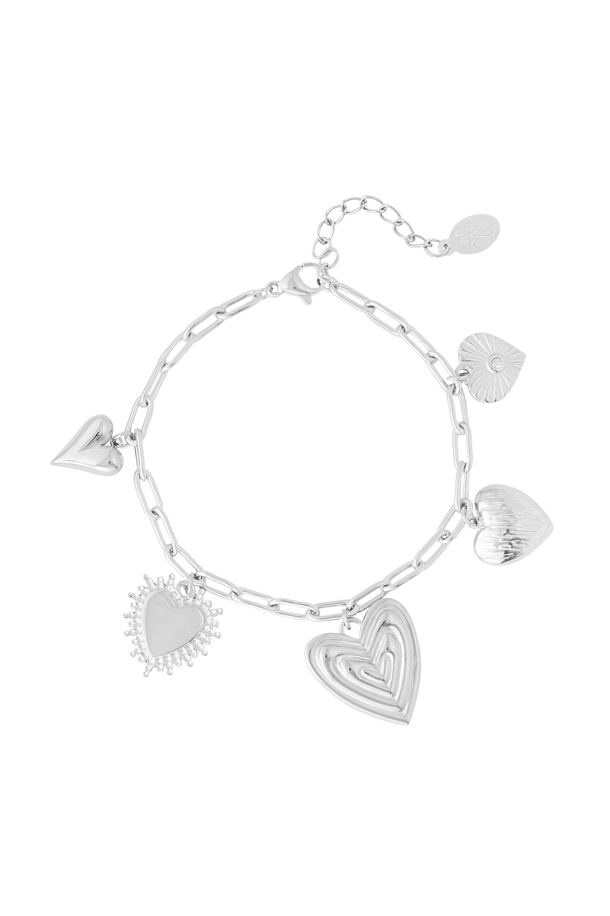 Charm bracelet flower love - silver