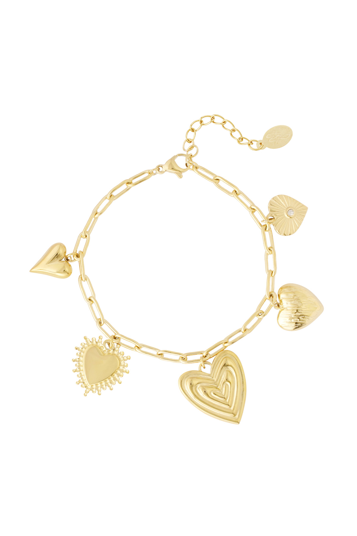 Charm bracelet flower love - gold h5 