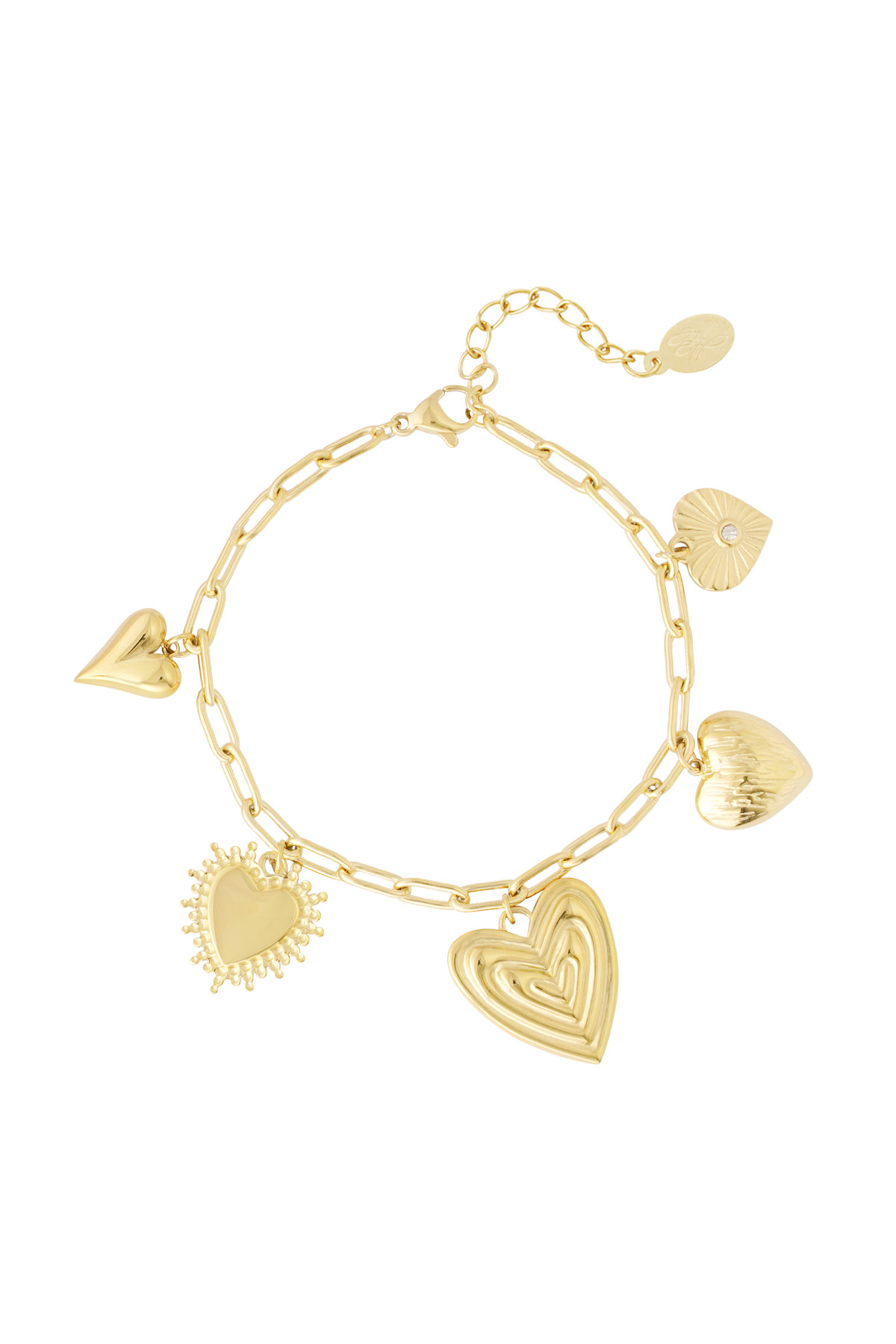 Charm bracelet flower love - Gold color 2