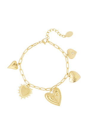 Charm bracelet flower love - gold h5 