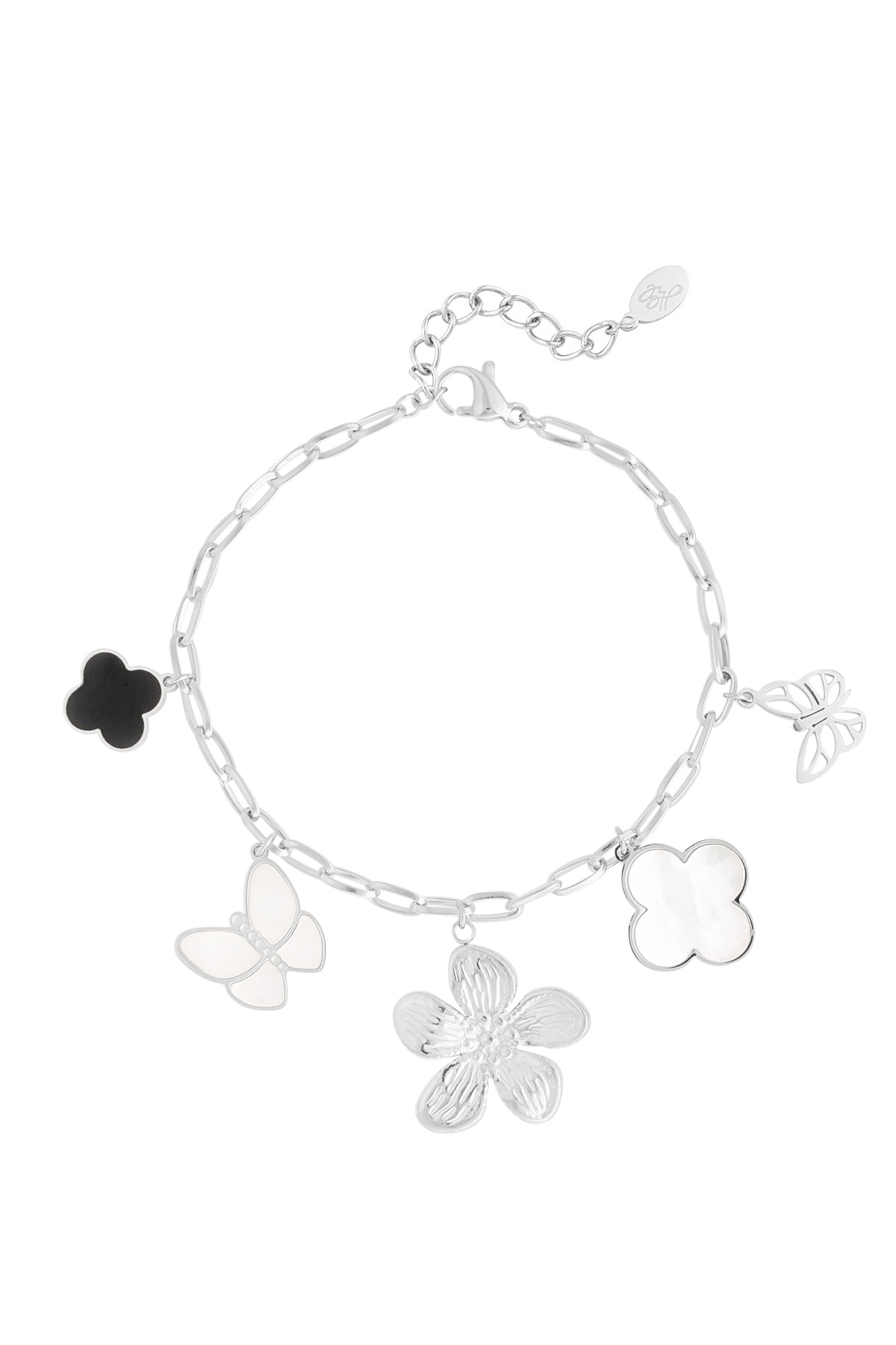 Bracelet charm enfant fleur - argent
