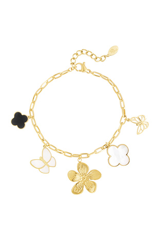 Bracelet charm enfant fleur - doré h5 
