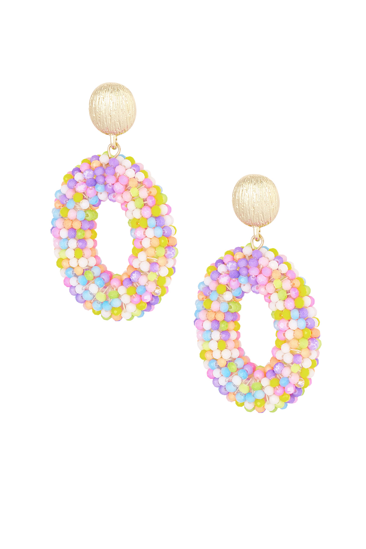 Oval disco dip earring - multi