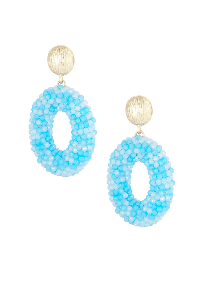 Oval disco dip earring - Light blue 