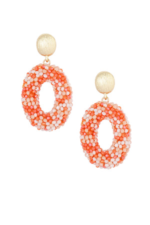 Oval disco dip earring - orange gold h5 