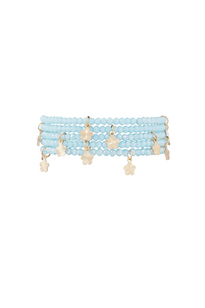 Bracelet double avec breloques fleurs - bleu clair  h5 