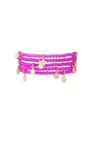 Double bracelet with flower charms - fuchsia  h5 