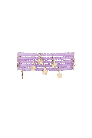 Double bracelet with flower charms - lilac h5 