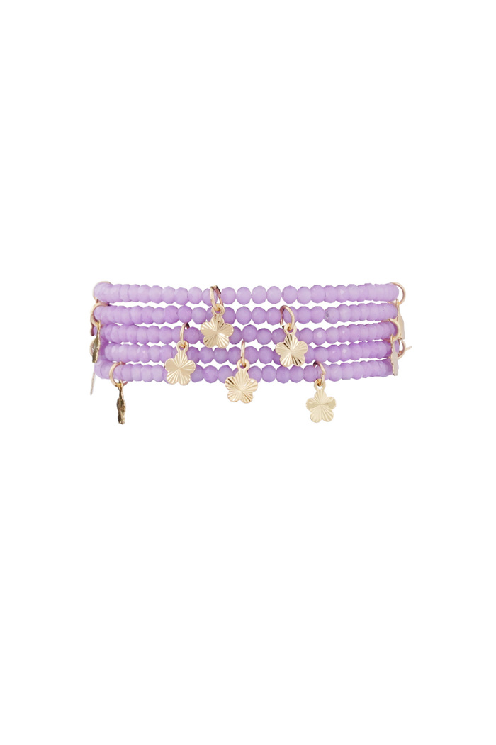 Double bracelet with flower charms - lilac 