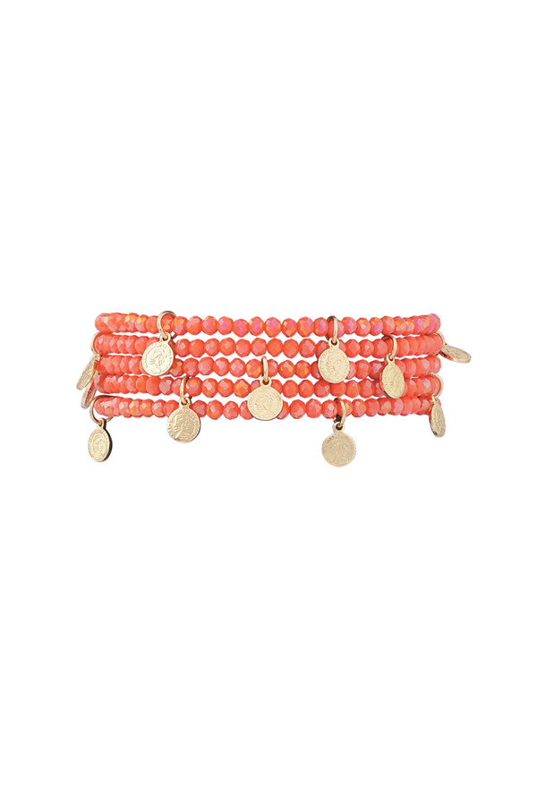Bracelets with coin charms - orange 