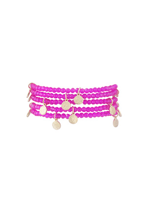 Bracelets with coin charms - fuchsia h5 