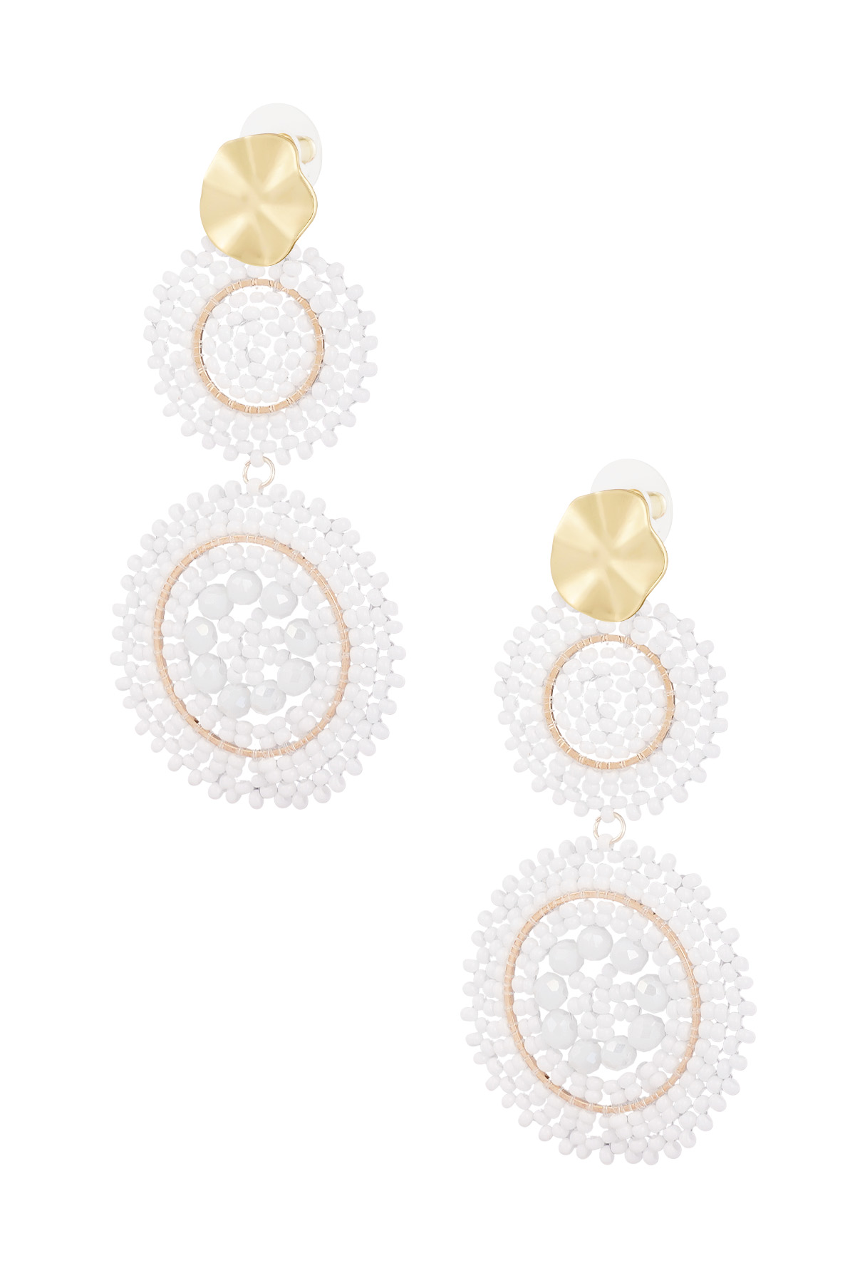 Earrings sunflower glass - white gold 