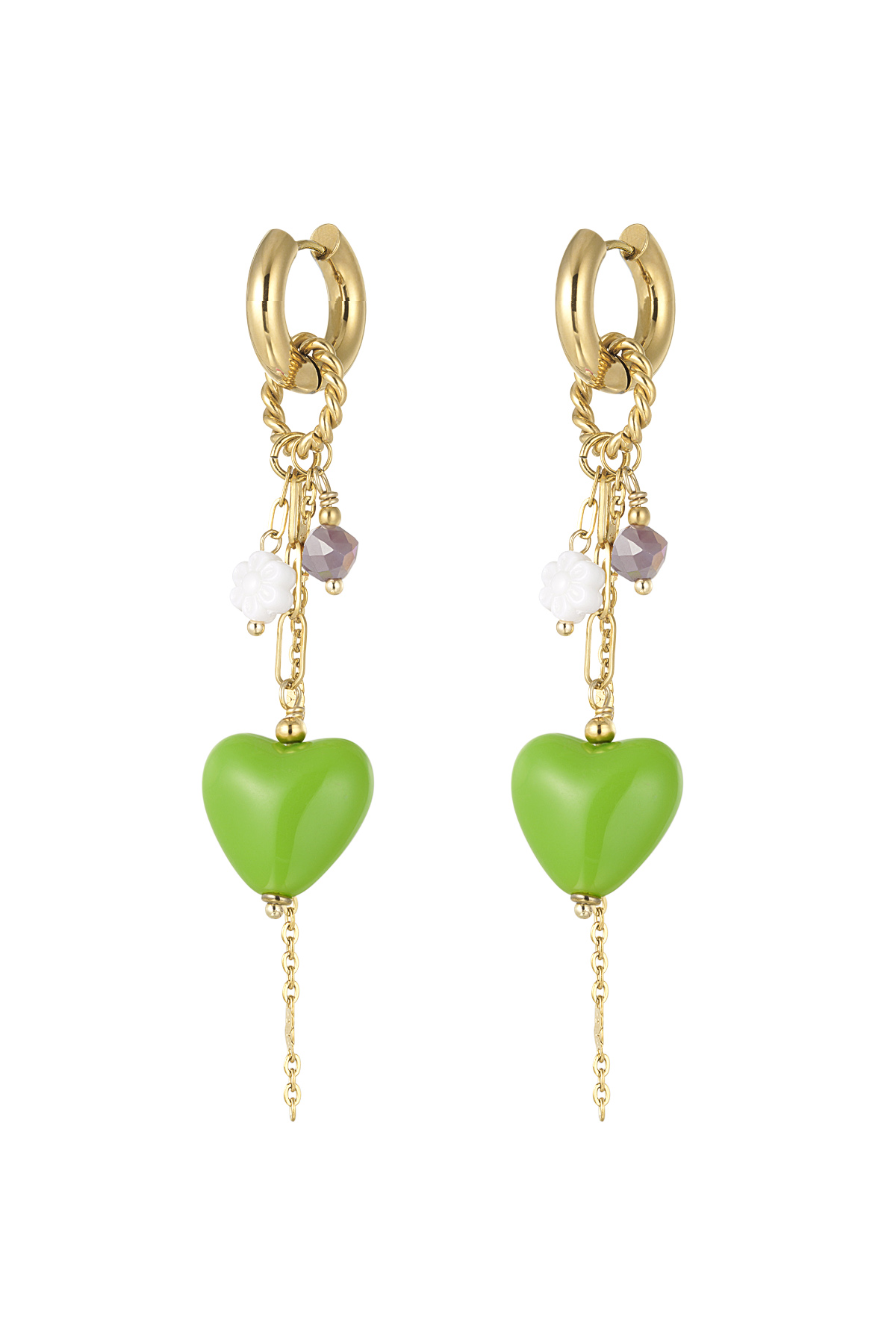 Love party earrings - green/purple