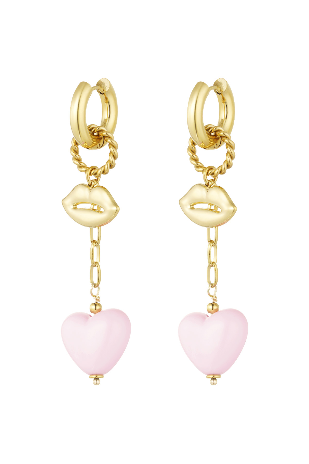 Earrings love on the lips - pink gold 