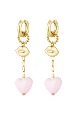 Earrings love on the lips - pink gold h5 