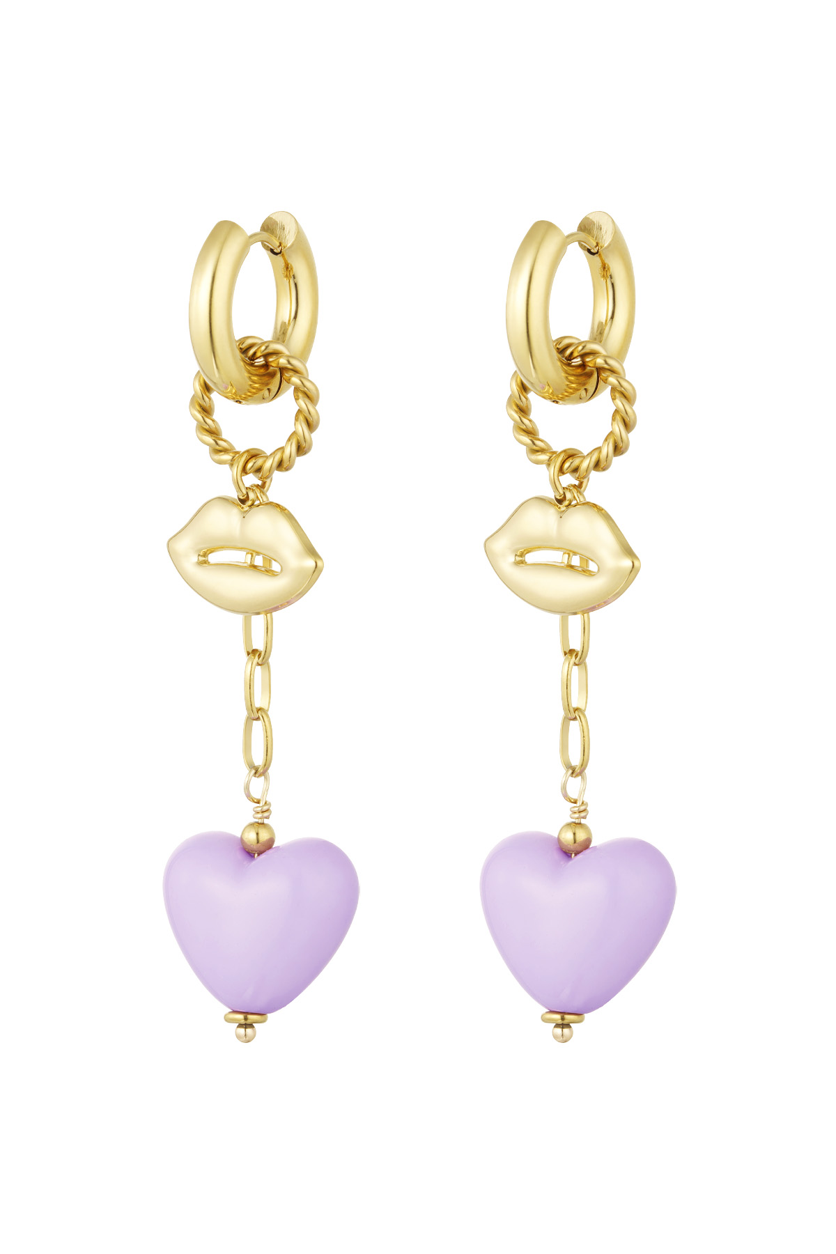 Earrings love on the lips - lilac h5 