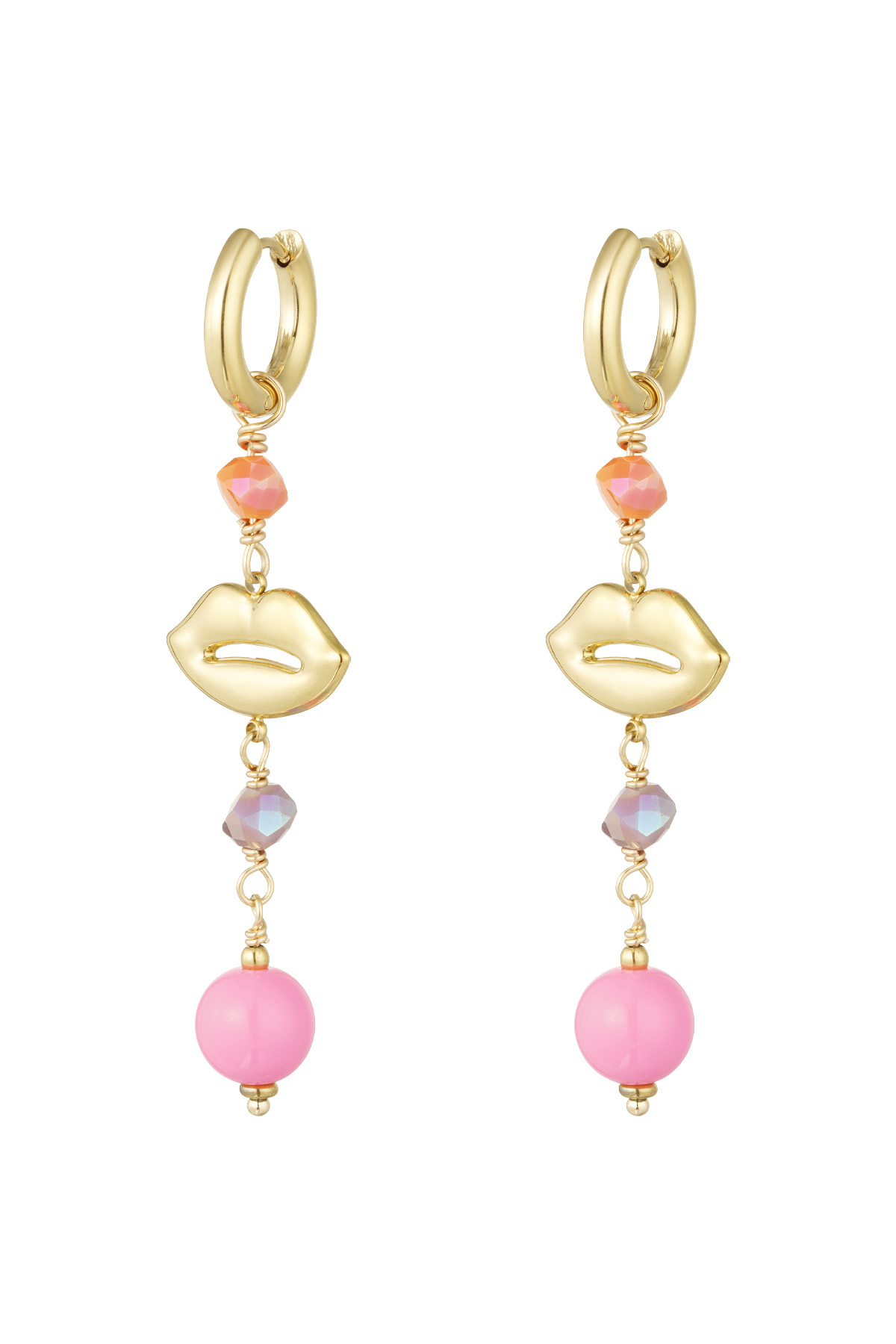 Earrings lips on fire - pink gold h5 