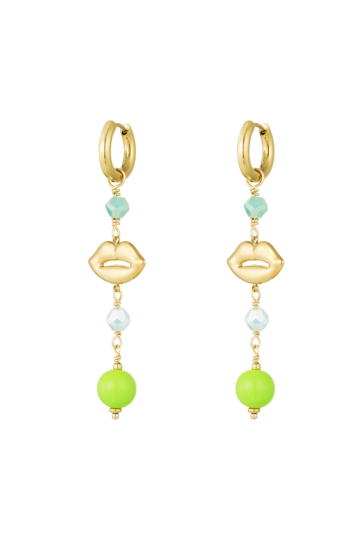 Earrings lips on fire - blue green 2