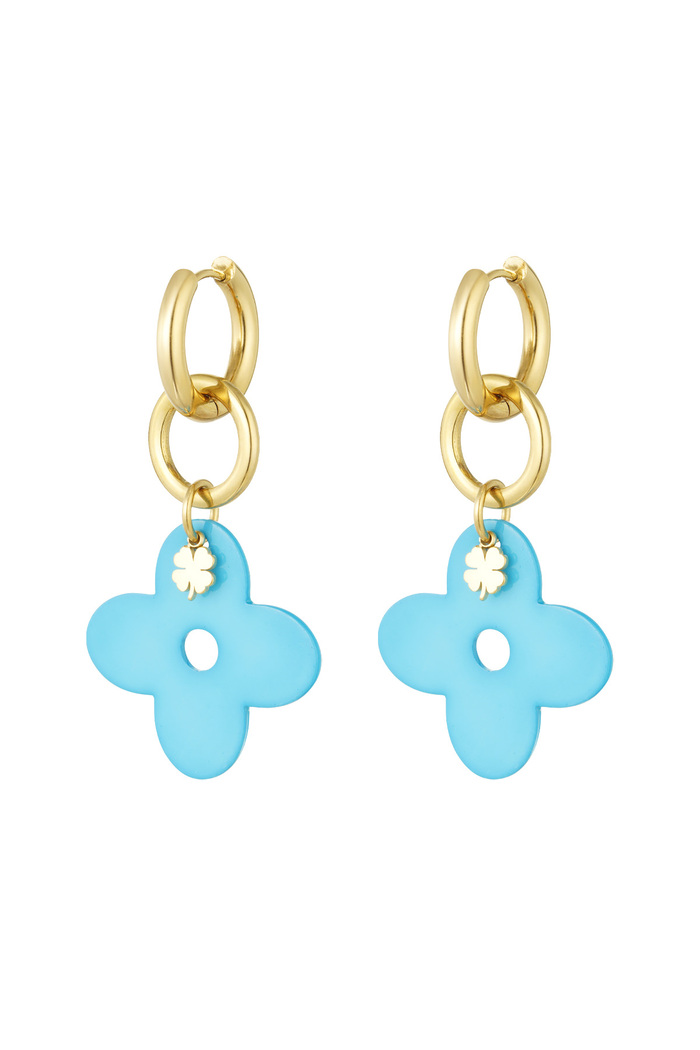 Earrings lucky number - blue gold 