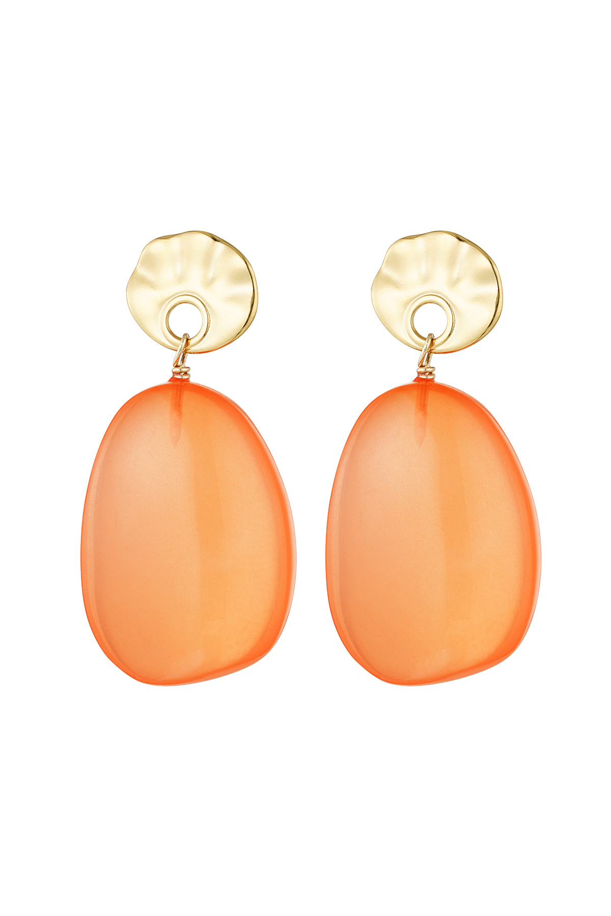 Boucles d'oreilles rondes et ovales - orange/doré 