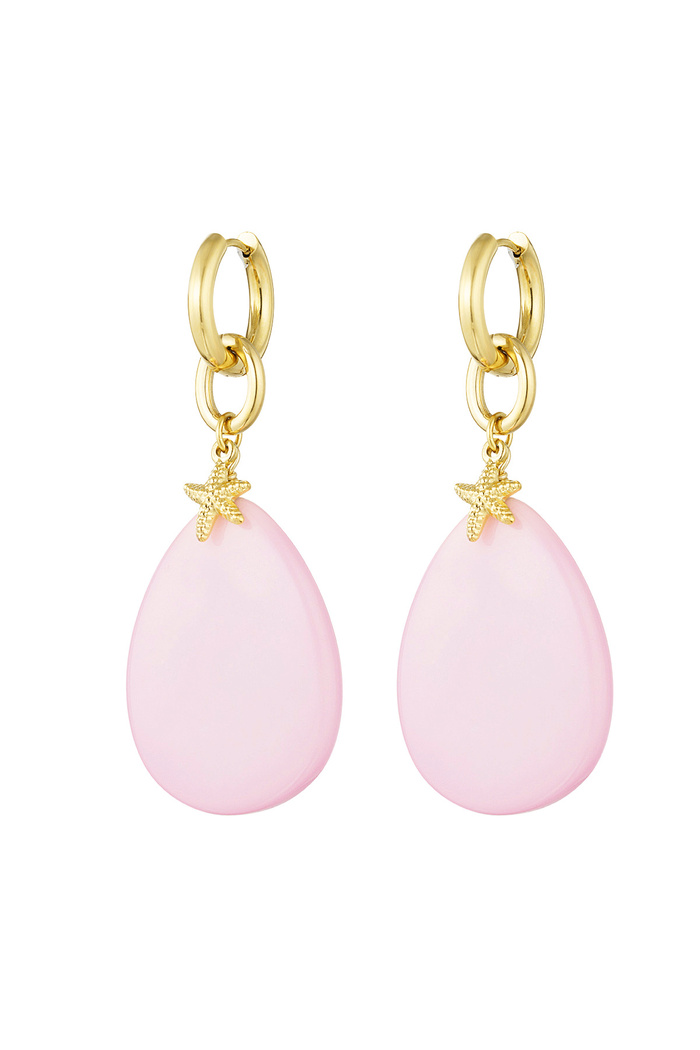 Ovale Ohrringe mit Seestern – rosa/gold 