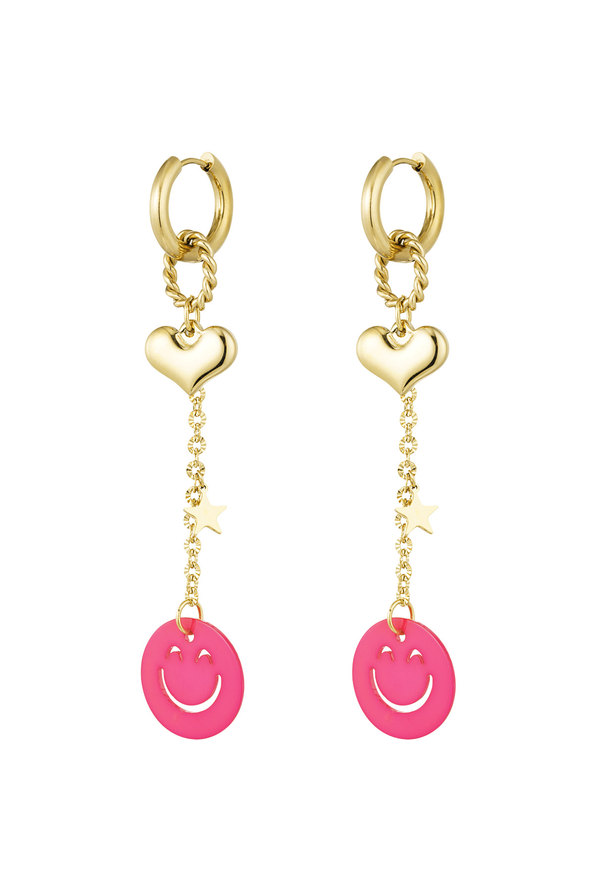 Earrings love to smile - fuchsia