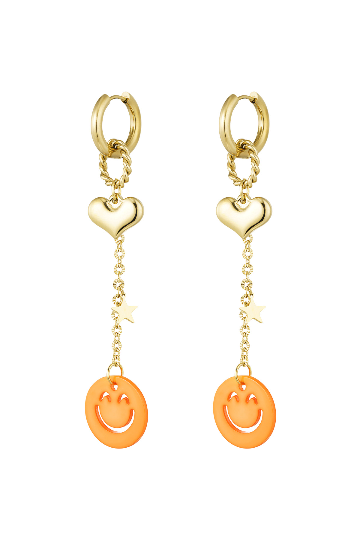 Earrings love to smile - orange gold