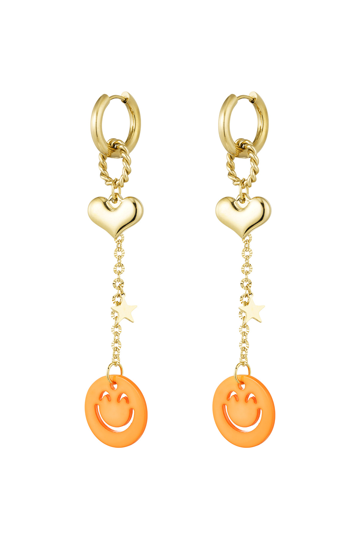 Earrings love to smile - orange Gold color