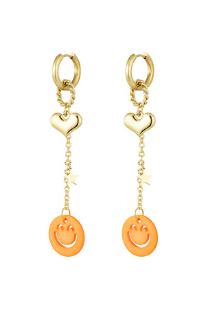 Earrings love to smile - orange gold h5 