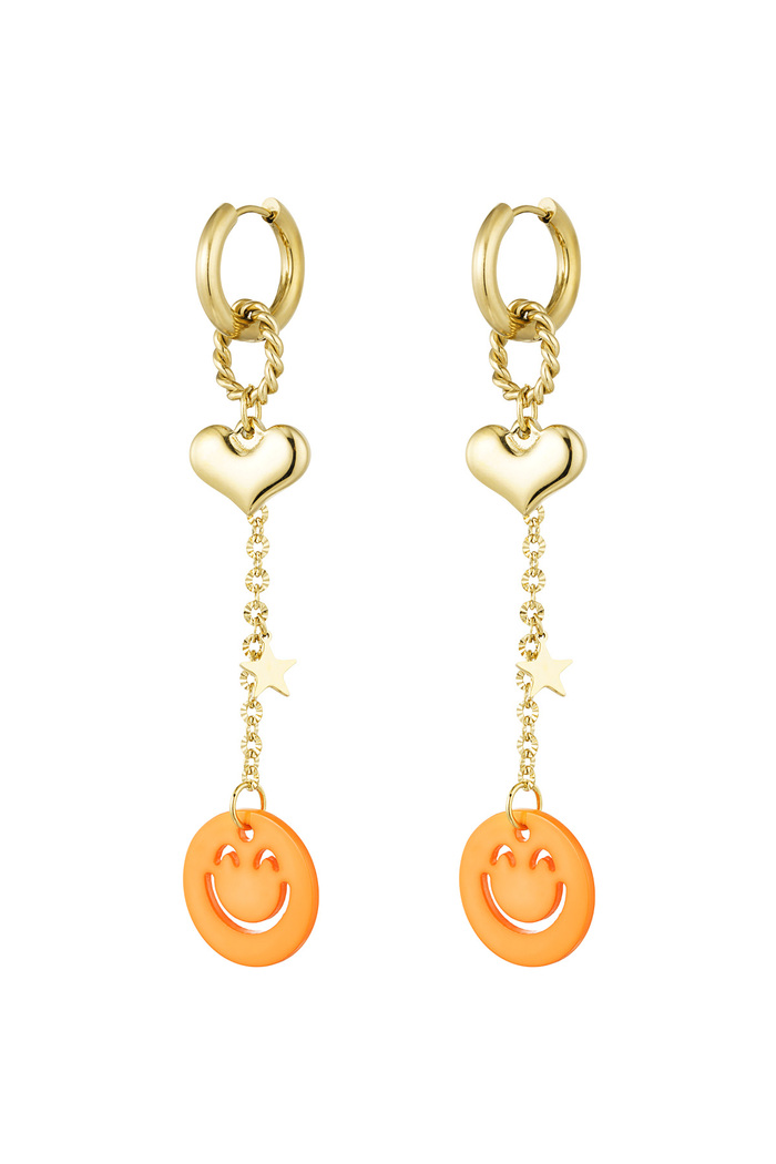 Earrings love to smile - orange gold 