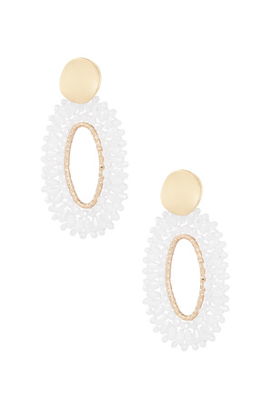 Oval statement earrings - white h5 