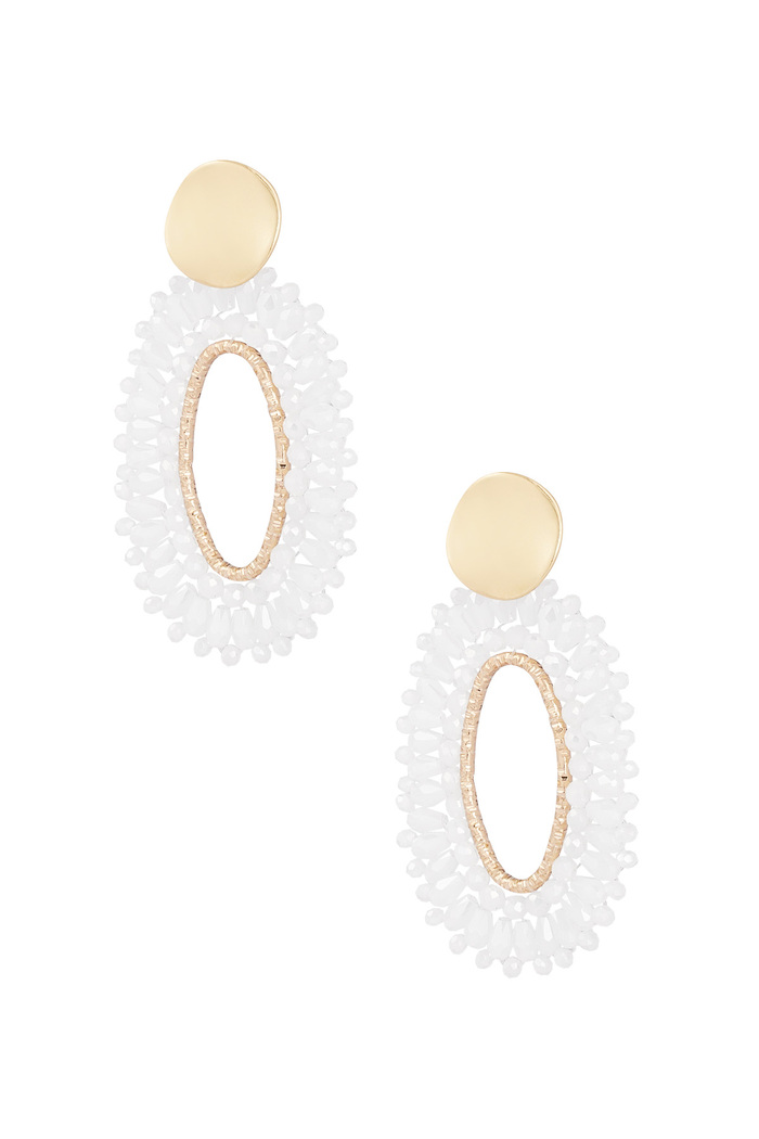 Oval statement earrings - white 
