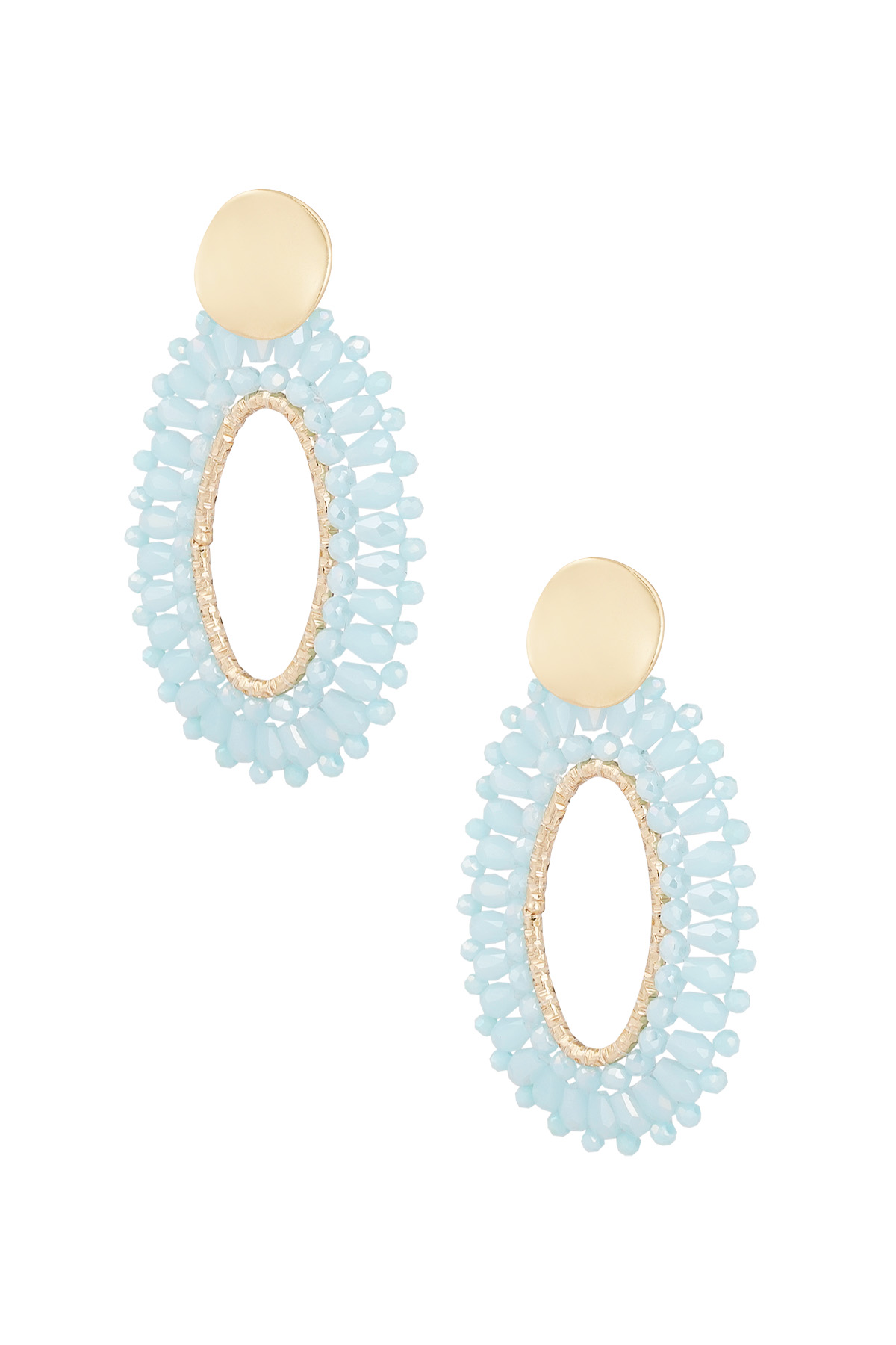 Oval statement earrings - blue/gold