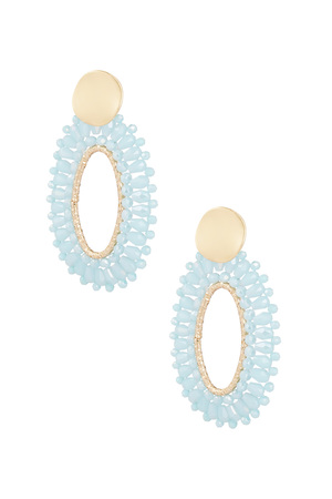 Oval statement earrings - blue/gold h5 